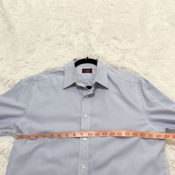 Men UNTUCKit Cotton Button Up Dress Shirt Long Sleeve in Blue Stripe Size Medium - Picture 3 of 7
